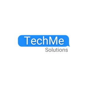 TechMe Solutions logo illustrated with a computer monitor, keyboard, and a wrench, displaying the text 'TechMe' in a gradient blue and 'Solutions' below, symbolizing innovative and practical IT solutions.